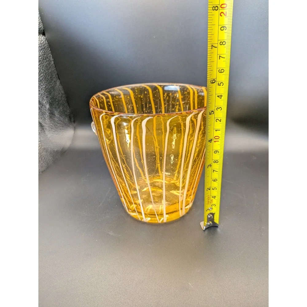 MCM Venini for Disaronno Amber and White Fused Glass Ice Bucket Murano